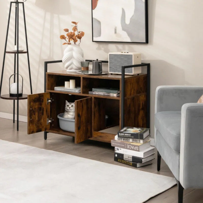 Edgware Large Litter Box Enclosure Cat Cabinet Doors