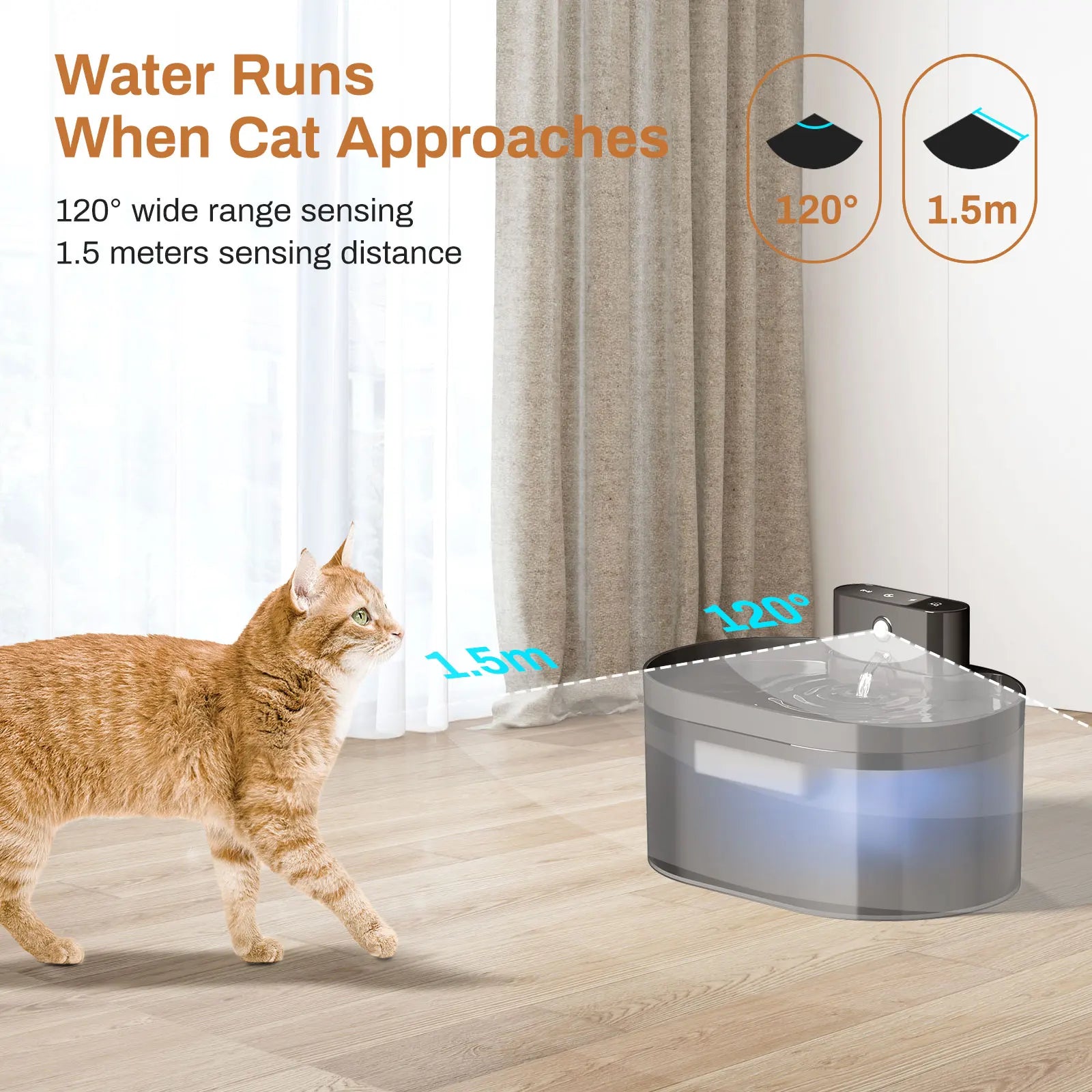 2.2L Wireless Induction Pet Water Fountain